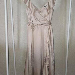 Show Me Your Mumu Elegant Cream Wrap Dress